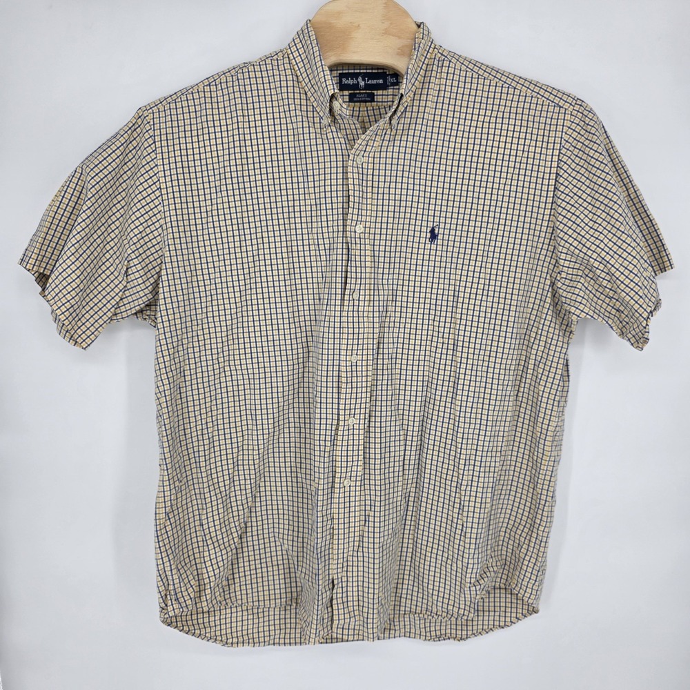 Vtg Ralph Lauren Blake Shirt Mens XXL 90s Check Short Sleeve Button Down Classic